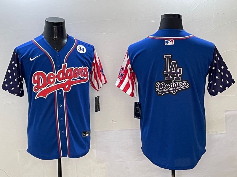 Men Los Angeles Dodgers Blank Blue a generation of national flags Joint name 2025 Nike MLB Jersey style 22